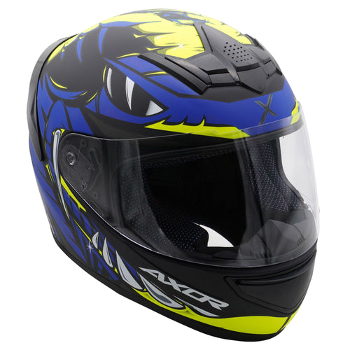Axor Rage Full Face Helmet - Python Matt Blue/Yellow/Black