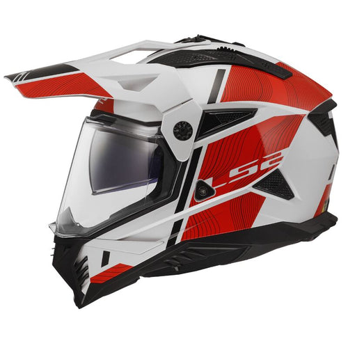 LS2 MX702 PIONEER II Hill Gloss White/Red