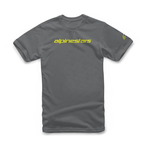 Alpinestars Linear Wordmark Tee Charcoal/Fluo Yellow