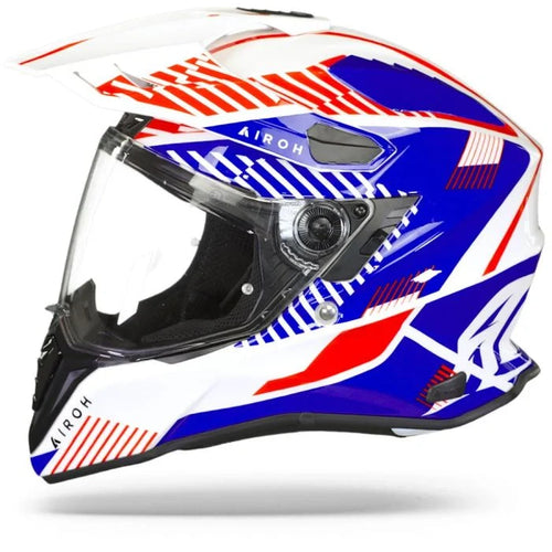 Airoh Commander Adventure Helmet - 'Boost' White/Blue Gloss