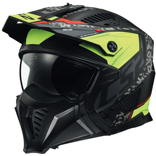 LS2 OF606 DRIFTER Devour Matt Black/Hi-Viz Yellow