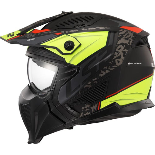 LS2 OF606 DRIFTER Devour Matt Black/Hi-Viz Yellow