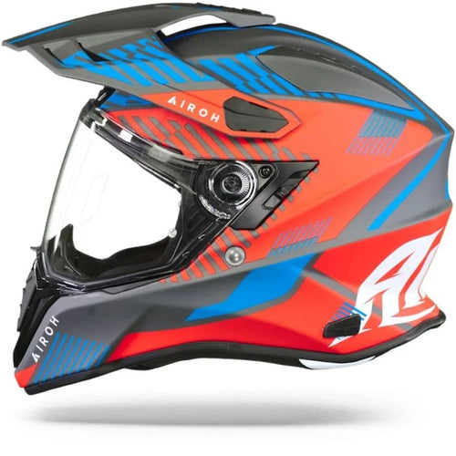 Airoh Commander Adventure Helmet - 'Boost' Red Blue Matt
