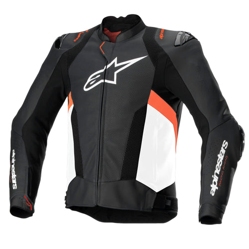 Alpinestars Missile V3 Airflow Leather Jacket Black/White/Red Fluo