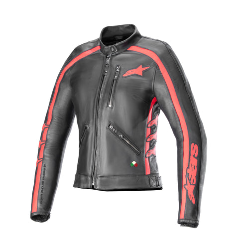 Alpinestars Stella Dyno Leather Jacket Black/Haute Red