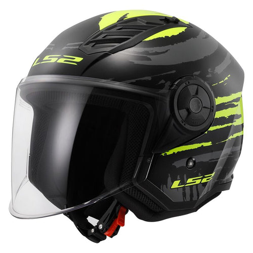 LS2 OF616 AIRFLOW II Brush Black/Hi-Viz Yellow