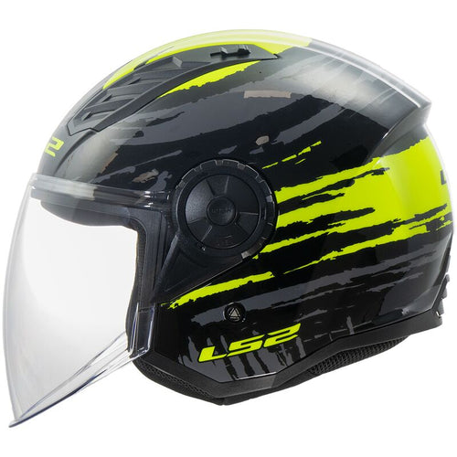 LS2 OF616 AIRFLOW II Brush Black/Hi-Viz Yellow