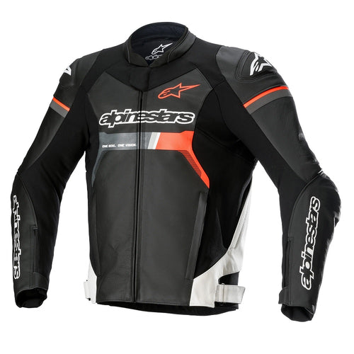 Alpinestars GP Force Leather Jacket Black/White/Red Fluo