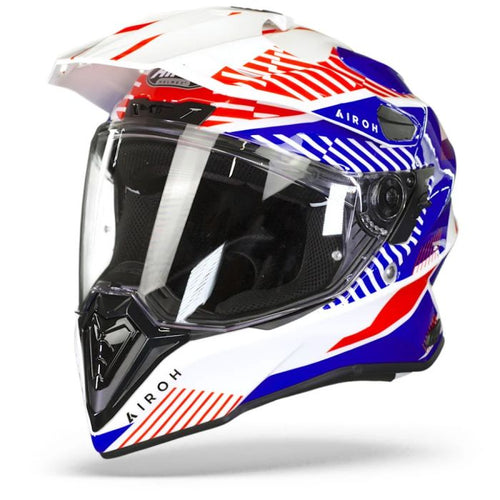 Airoh Commander Adventure Helmet - 'Boost' White/Blue Gloss