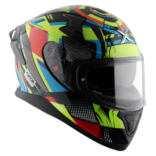 Axor Apex Full Face Helmet - Vivid Black Neon Yellow Gloss