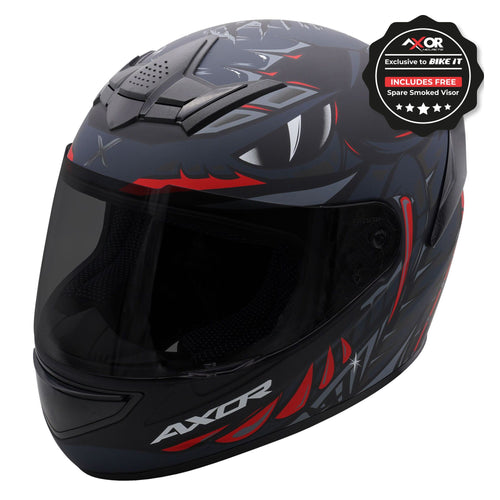 Axor Rage Full Face Helmet - Python Matt Black/Grey/Red