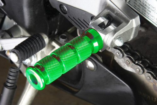 BikeTek Alloy Round Sports Footpegs Ducati Rider Green