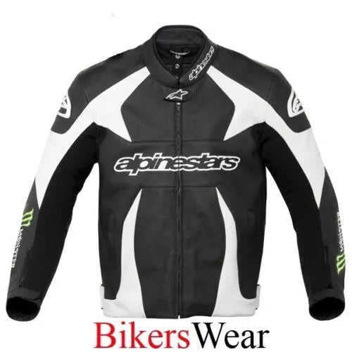 Alpinestars Monster Energy Sports Leather Jacket Black/White/Green