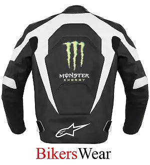 Alpinestars Monster Energy Sports Leather Jacket Black/White/Green