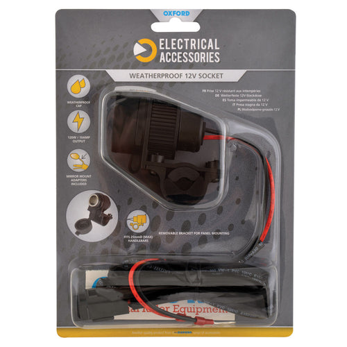 Oxford 12V STD Accessory Plug Socket and 1.2mtr 10amp fused loom - 1.2m
