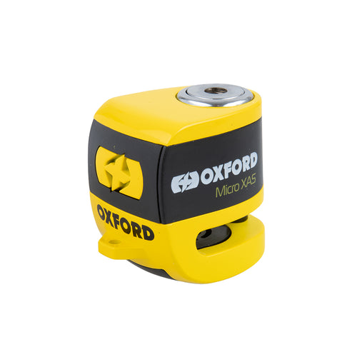 Oxford Micro XA5 Alarm Disc Lock Yellow/Black - 5.5mm