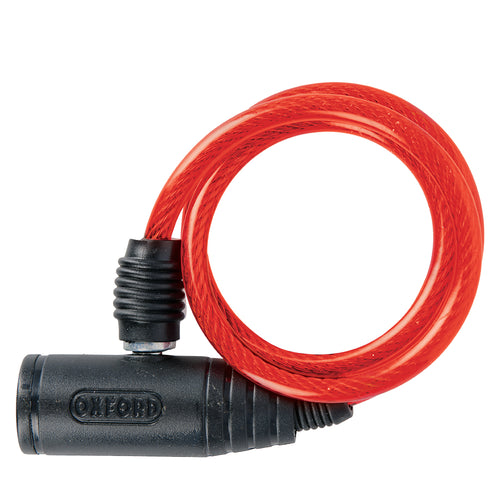 Oxford Bumper Cable Lock Red 6mm x 600mm - 6mm x 0.6m